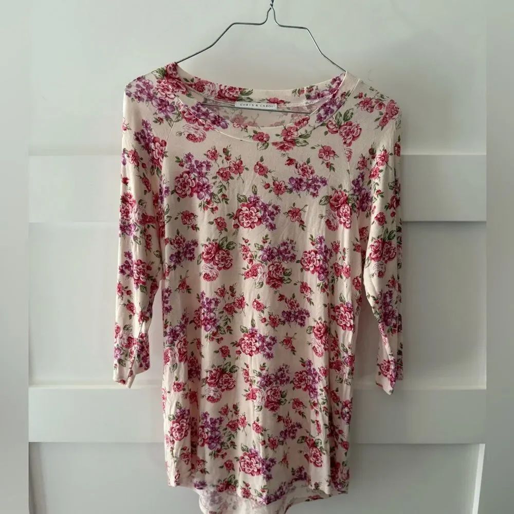 Chris & Carol Pink and Green Floral Top
